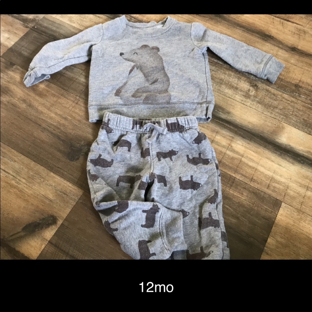 12 mo bear sweater and sweats set